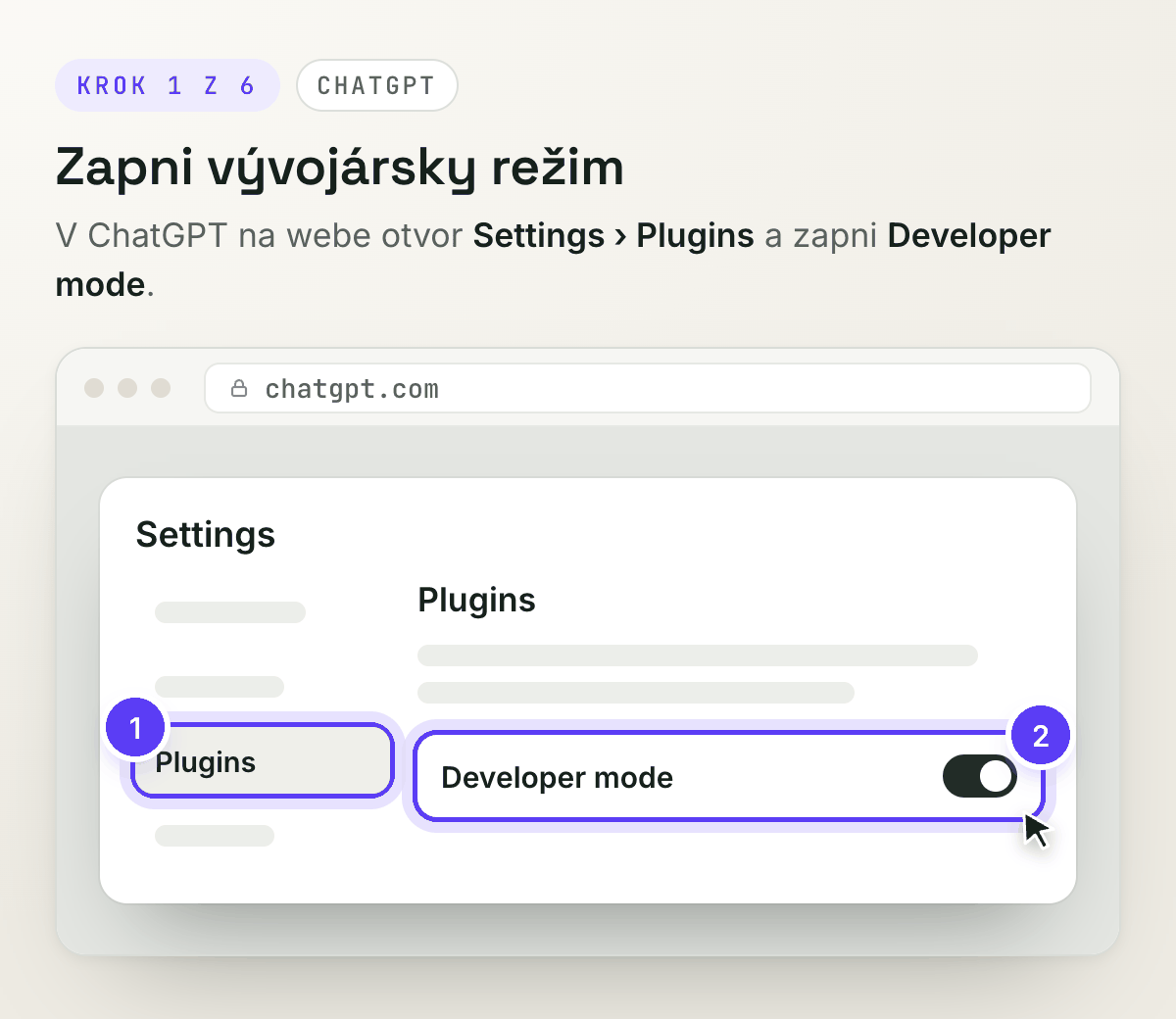 Nastavenia ChatGPT, Plugins a zapnutý Developer mode