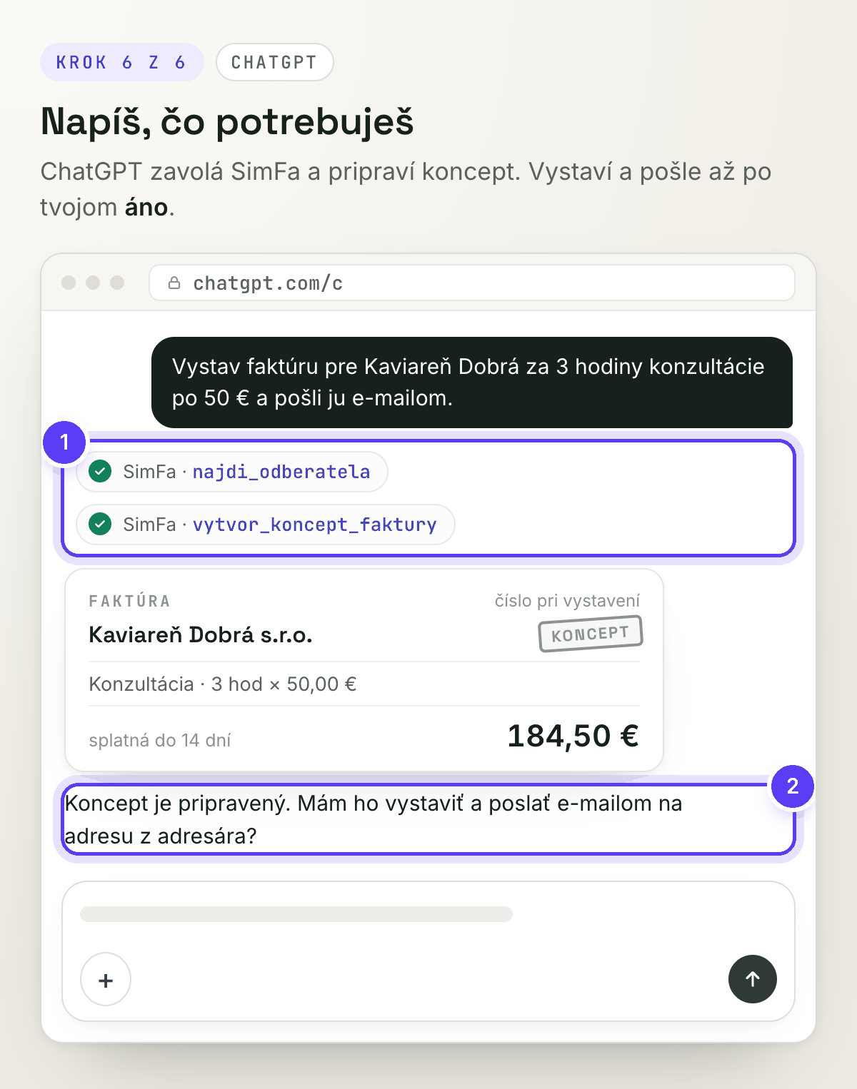 Rozhovor v ChatGPT: nástroje SimFa a koncept faktúry