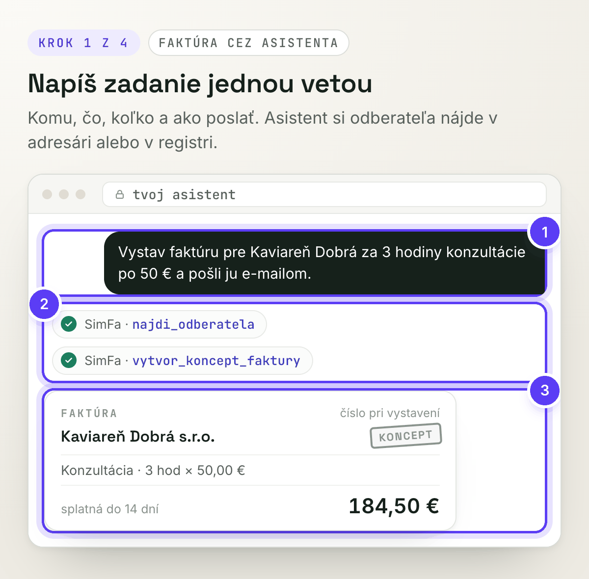 Zadanie faktúry jednou vetou, nástroje SimFa a koncept