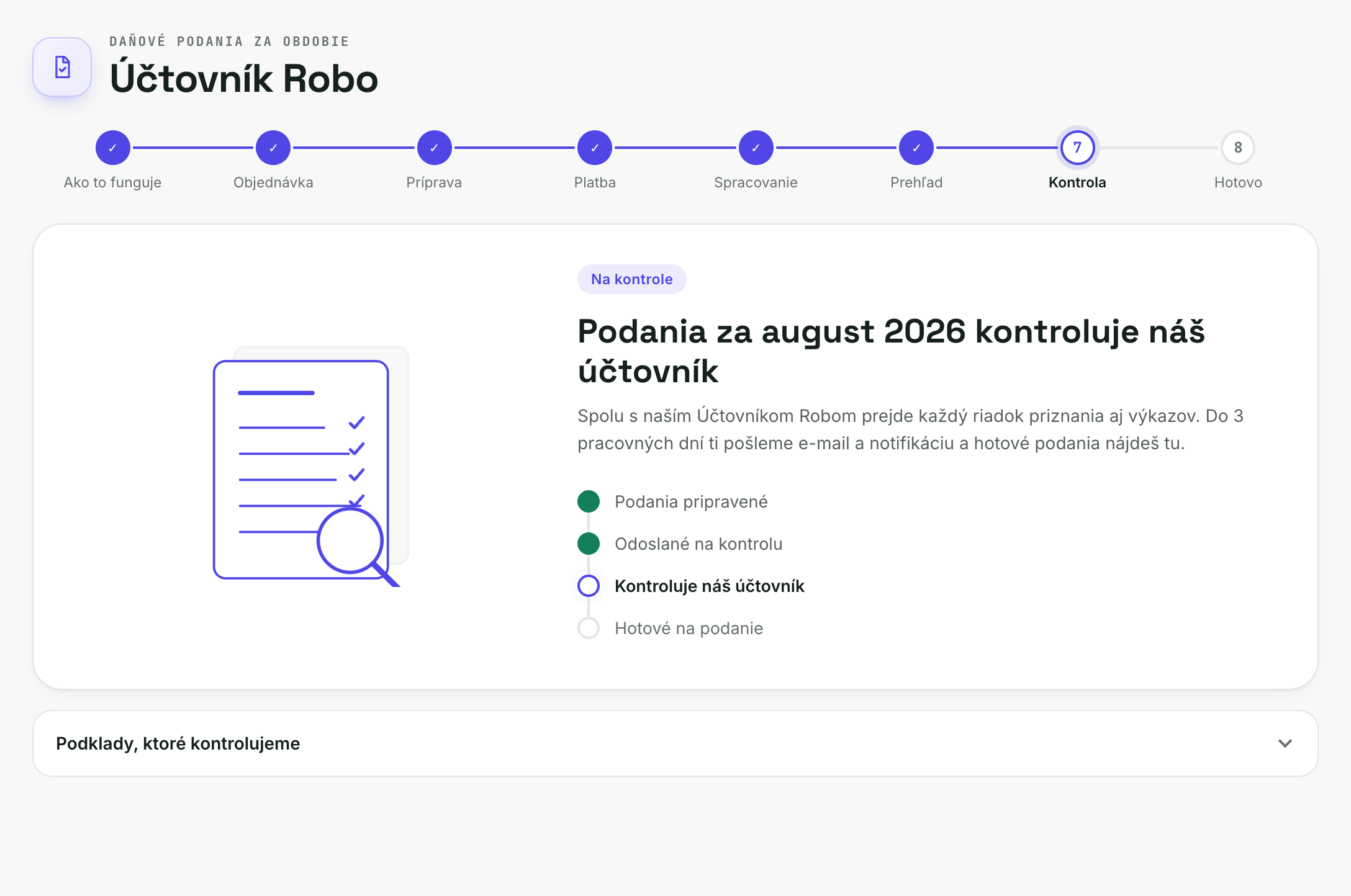Kontrola, podania sú u nášho účtovníka