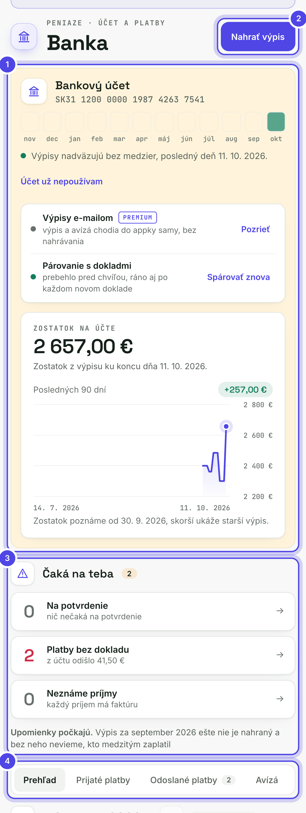 Banka s očíslovanými časťami