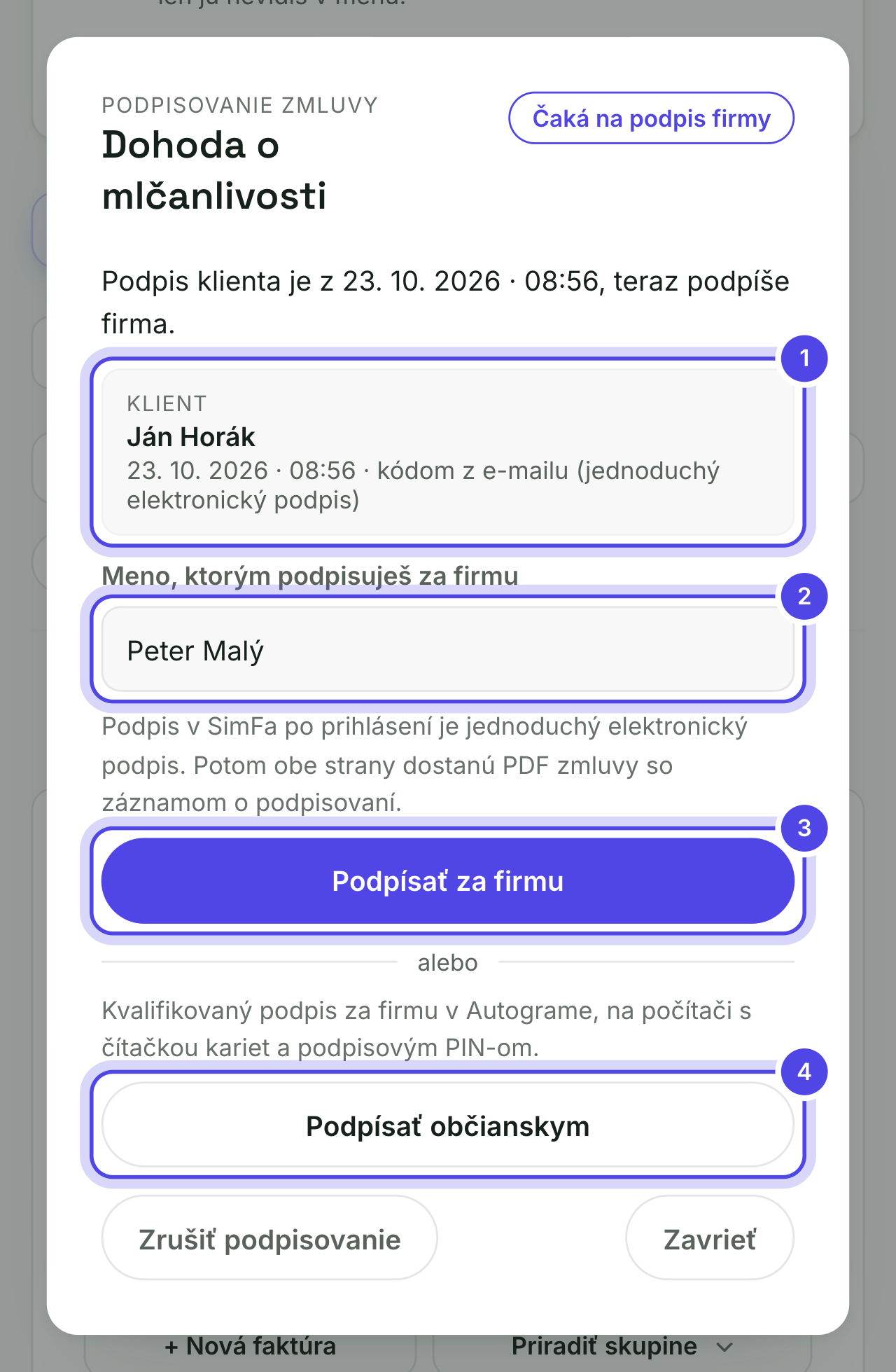 Podpis za firmu