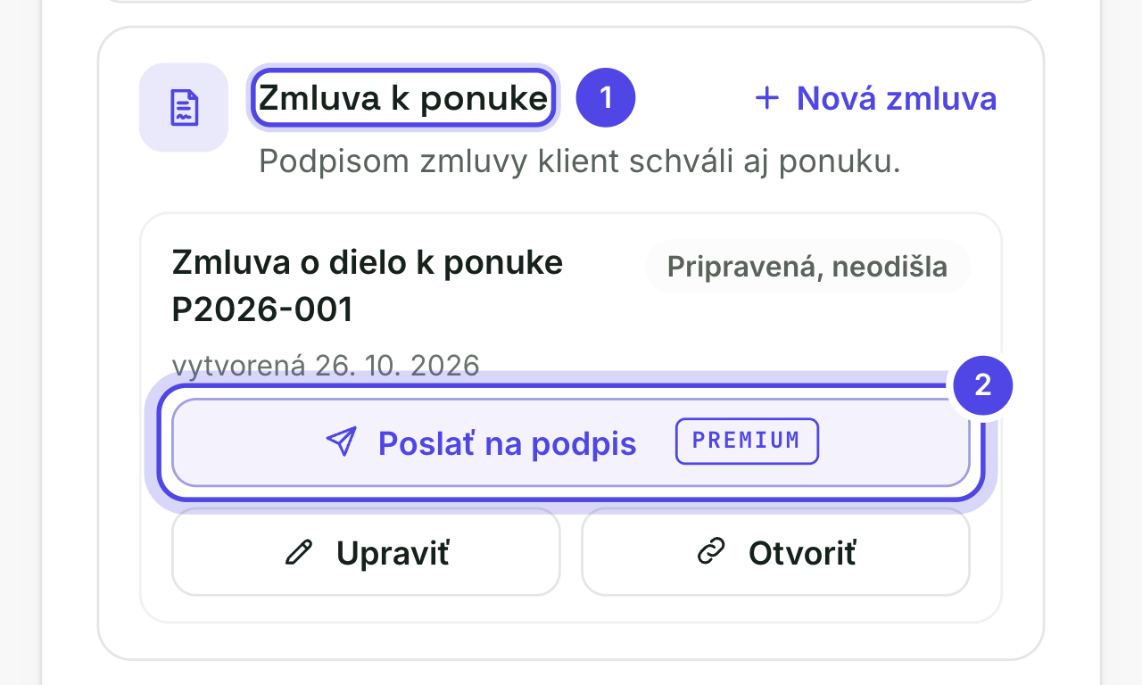 Karta Zmluva k ponuke v detaile ponuky