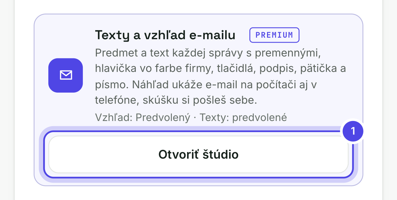 Karta Texty a vzhľad e-mailu v Nastaveniach